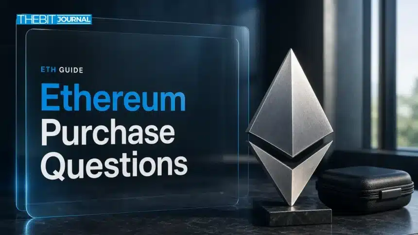 How to buy Ethereum: Purchase Questions and Documented Risks 7 An editorial illustration of an Ethereum sculpture beside a closed wallet case.