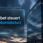 Gläserne Tech-Zentrale in der Dämmerung als Symbol für den Google Aktie Absturz nach den Q3-Zahlen 2026