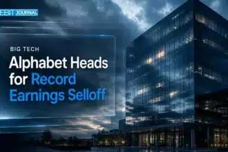 Glass tech headquarters at dusk symbolising the Google stock crash after Alphabet Q3 2026 earnings