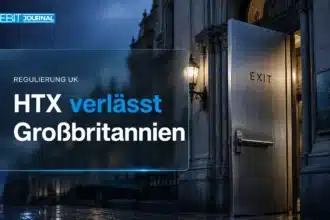 Stahltür eines Londoner Gerichtsgebäudes als Symbol für den HTX FCA Vergleich und den Rückzug der Börse aus Großbritannien