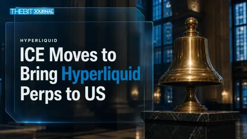 Brass exchange bell symbolising ICE's plan to bring Hyperliquid perpetual futures to the US