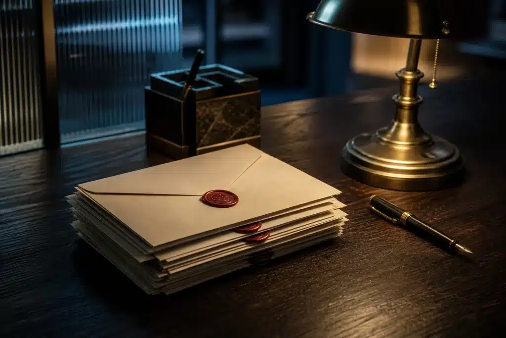 Sealed envelopes on a desk symbolising individual withdrawal notices sent to affected exchange users
