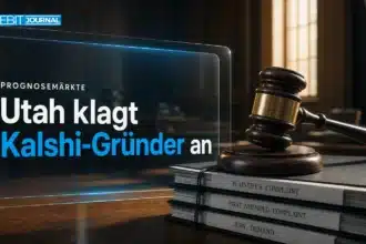 Richterhammer auf Gerichtsakten als Symbol für die Kalshi Anklage durch die Staatsanwaltschaft in Utah