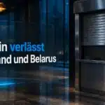 Geschlossener Rollladen eines Börsenschalters als Symbol für den KuCoin Russland-Ausstieg