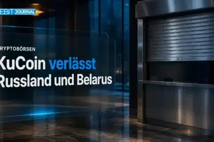 Geschlossener Rollladen eines Börsenschalters als Symbol für den KuCoin Russland-Ausstieg