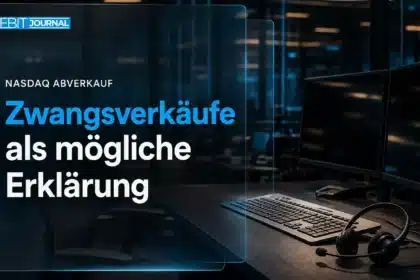 Nasdaq Crash: Leerer institutioneller Handelsplatz mit Headset und dunklen Monitoren nach Börsenschluss