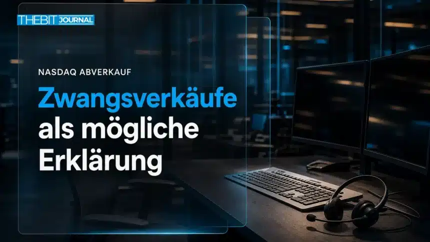 Nasdaq Crash: Leerer institutioneller Handelsplatz mit Headset und dunklen Monitoren nach Börsenschluss