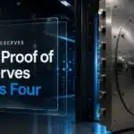 Steel vault door in a data center illustrating OKX proof of reserves reaching four years