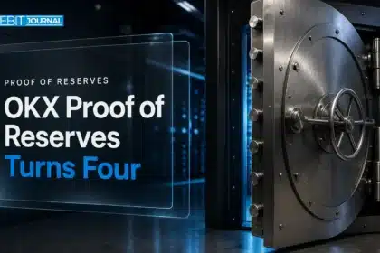 Steel vault door in a data center illustrating OKX proof of reserves reaching four years