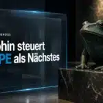Froschskulptur aus Bronze auf Marmorsockel als Titelbild zur Pepe Prognose 2030