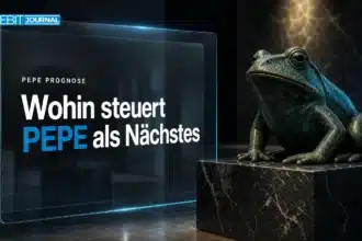 Froschskulptur aus Bronze auf Marmorsockel als Titelbild zur Pepe Prognose 2030
