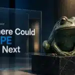 Bronze frog sculpture on marble plinth illustrating a Pepe price prediction 2026-2030 article