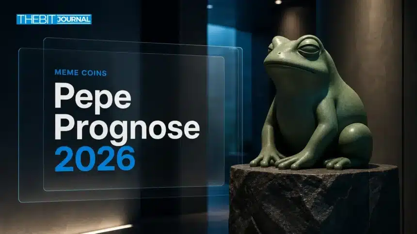 Pepe Prognose 2026: PEPE-Szenarien, wichtige Marken und Risiken 7 Grüne Froschskulptur auf einem Steinsockel als Symbol für die Pepe Prognose 2026