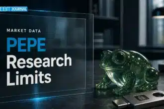Green glass frog-shaped paperweight and security key illustrating PEPE research
