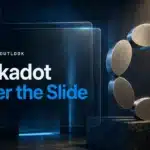 Brushed-metal Polkadot sculpture illustrating a Polkadot price prediction 2026-2030