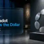 Brushed-metal Polkadot sculpture in a dim gallery illustrating Polkadot price prediction 2026