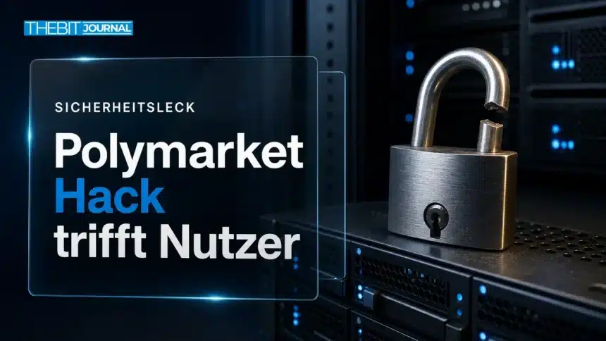 Polymarket Hack: Rund 2,65 Mio. Dollar weg, Handel läuft wieder 7 Aufgebrochenes Vorhängeschloss an einem Serverschrank als Symbol für den Polymarket Hack über einen Drittanbieter