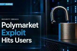 Cut padlock on a server rack illustrating the Polymarket exploit and third-party provider breach