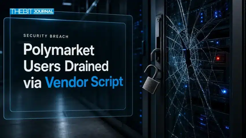 Polymarket Hack Drains Hundreds of Accounts Through Compromised Vendor 7 Server rack with cracked glass door and open padlock illustrating the Polymarket hack