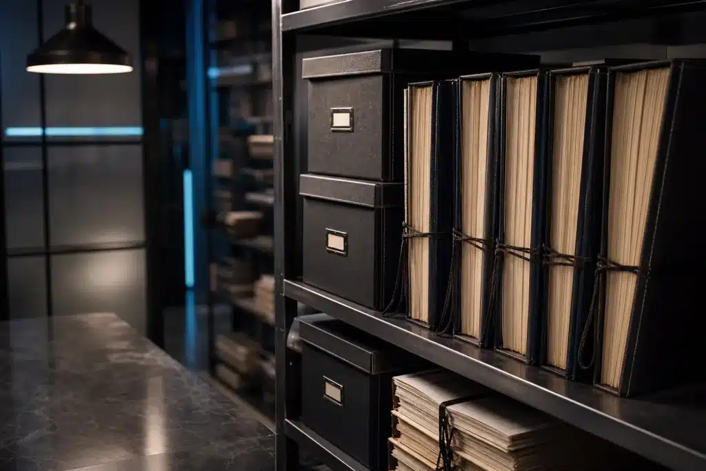 Bitcoin ETF Hedge Funds Exit the Basis Trade as Sovereign Wealth Buys In 9 Archive shelves holding bound regulatory filing binders under soft overhead light