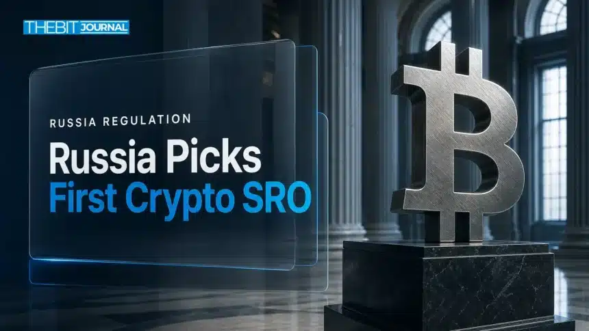 Russia Crypto Exchanges Get First Overseer as NAUFOR Wins SRO Status 7 Metal Bitcoin sculpture in a bank hall symbolising oversight of Russia crypto exchanges