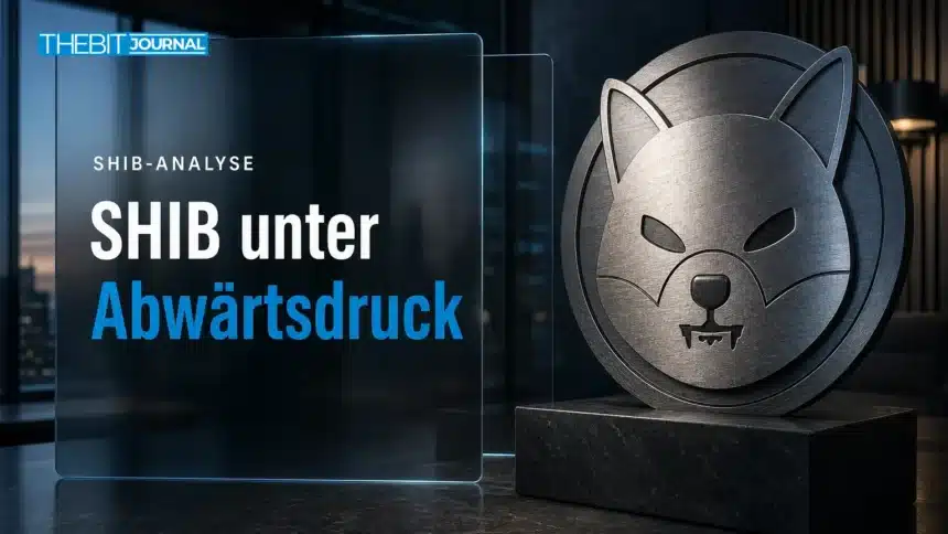 Shiba Inu Kurs: U.Today sieht drei Warnsignale nahe der Unterstützung 7 Shiba Inu Kurs im Fokus: Stahlemblem eines Shiba Inu in einem schwach beleuchteten Analysebüro