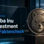 Shiba Inu Investment auf dem Prüfstand: SHIB-Metallplakette unter einer Inspektionslampe