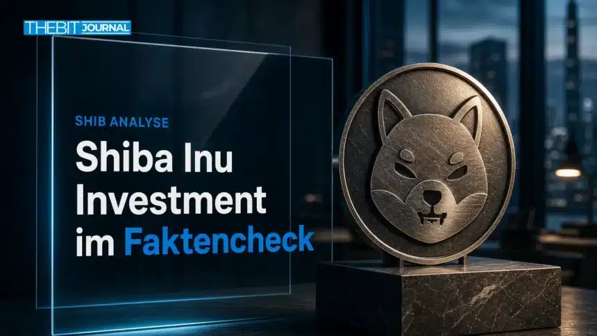 Shiba Inu Investment: Was Daten und Risiken 2026 zeigen 7 Shiba Inu Investment auf dem Prüfstand: SHIB-Metallplakette unter einer Inspektionslampe
