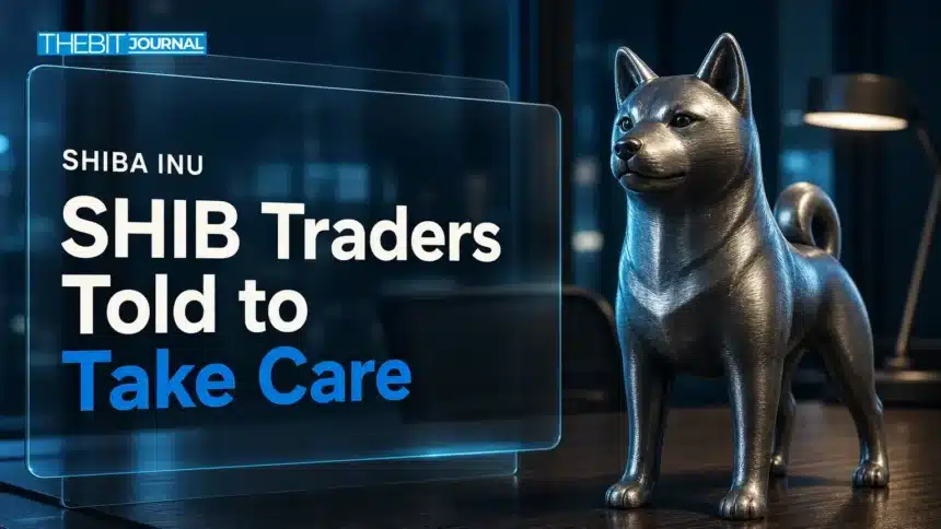 Metal Shiba Inu sculpture on a night trading desk after the Shiba Inu liquidation wave