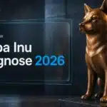 Kupferskulptur eines Shiba Inu in einer dunklen Galerie zur Shiba Inu Prognose 2026