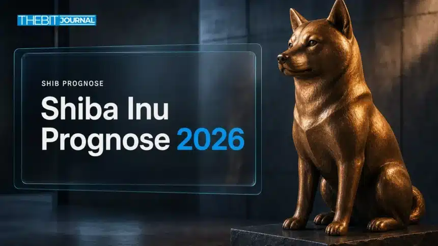 Shiba Inu Prognose 2026: SHIB-Szenarien, wichtige Marken und Risiken 7 Kupferskulptur eines Shiba Inu in einer dunklen Galerie zur Shiba Inu Prognose 2026