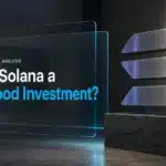 Brushed-metal Solana sculpture in a gallery illustrating whether Solana is a good investment