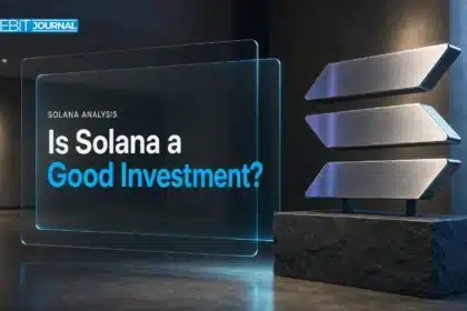 Brushed-metal Solana sculpture in a gallery illustrating whether Solana is a good investment