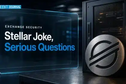 Binance hack coverage illustrated by a metal Stellar emblem beside a closed security cabinet