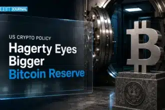 Steel bitcoin sculpture in a vault illustrating the US Strategic Bitcoin Reserve expansion debate