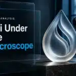 Sui investment analysis represented by a frosted-glass drop sculpture under an inspection lens