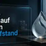 Sui kaufen im Faktencheck: Eine blaue Glastropfen-Skulptur unter einer Prüflinse