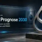 Tropfenskulptur aus gebürstetem Metall als Symbol für die Sui Prognose 2030