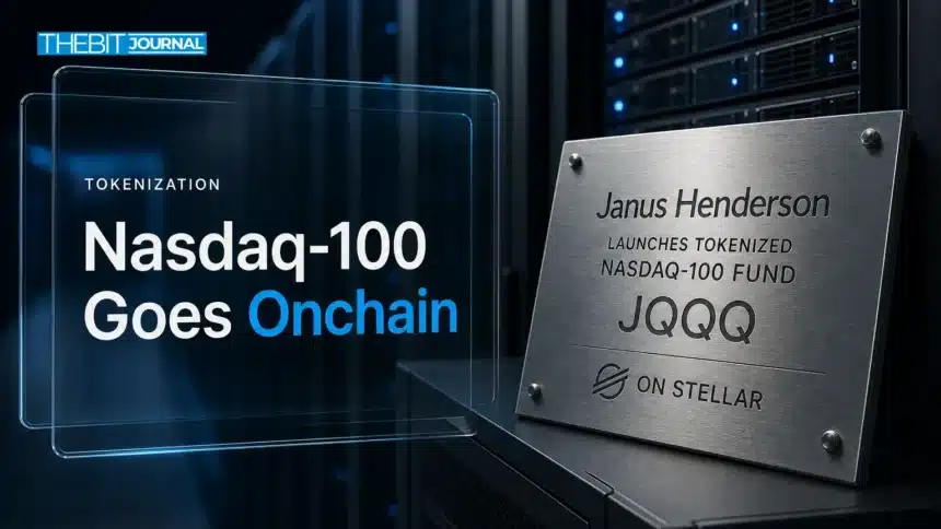 Janus Henderson Launches Tokenized Nasdaq-100 Fund JQQQ on Stellar 7 Steel plaque in a data center symbolising the tokenized Nasdaq-100 fund JQQQ on Stellar