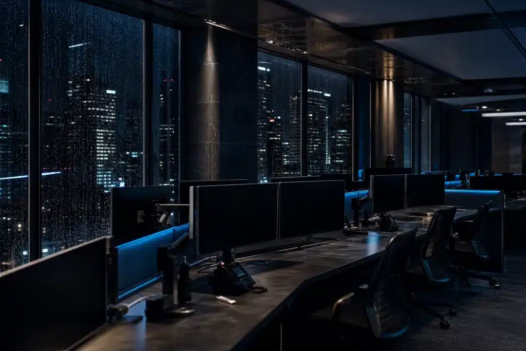 Is Chainlink a Good Investment in 2026? What the Data and Risks Show 8 Empty trading floor at night reflecting a fearful crypto market for LINK in October 2026