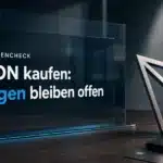TRON kaufen: Metallskulptur des TRON-Symbols neben einer geschlossenen Recherchemappe