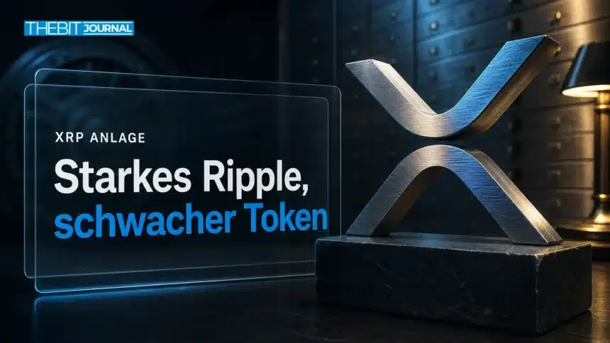 Lohnt sich XRP 2026? Was die Daten wirklich zeigen 7 Metallenes XRP-Symbol in einem Banktresor zur Frage: Lohnt sich XRP 2026?